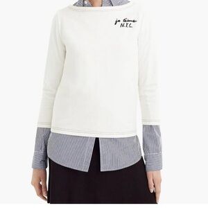 J. Crew Je T’aime NYC Boatneck Cream Sweatshirt M
